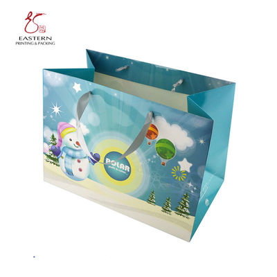 Christmas Pantone Printed Paper Gift Bags , Luxury Gift Bags With Ribbon